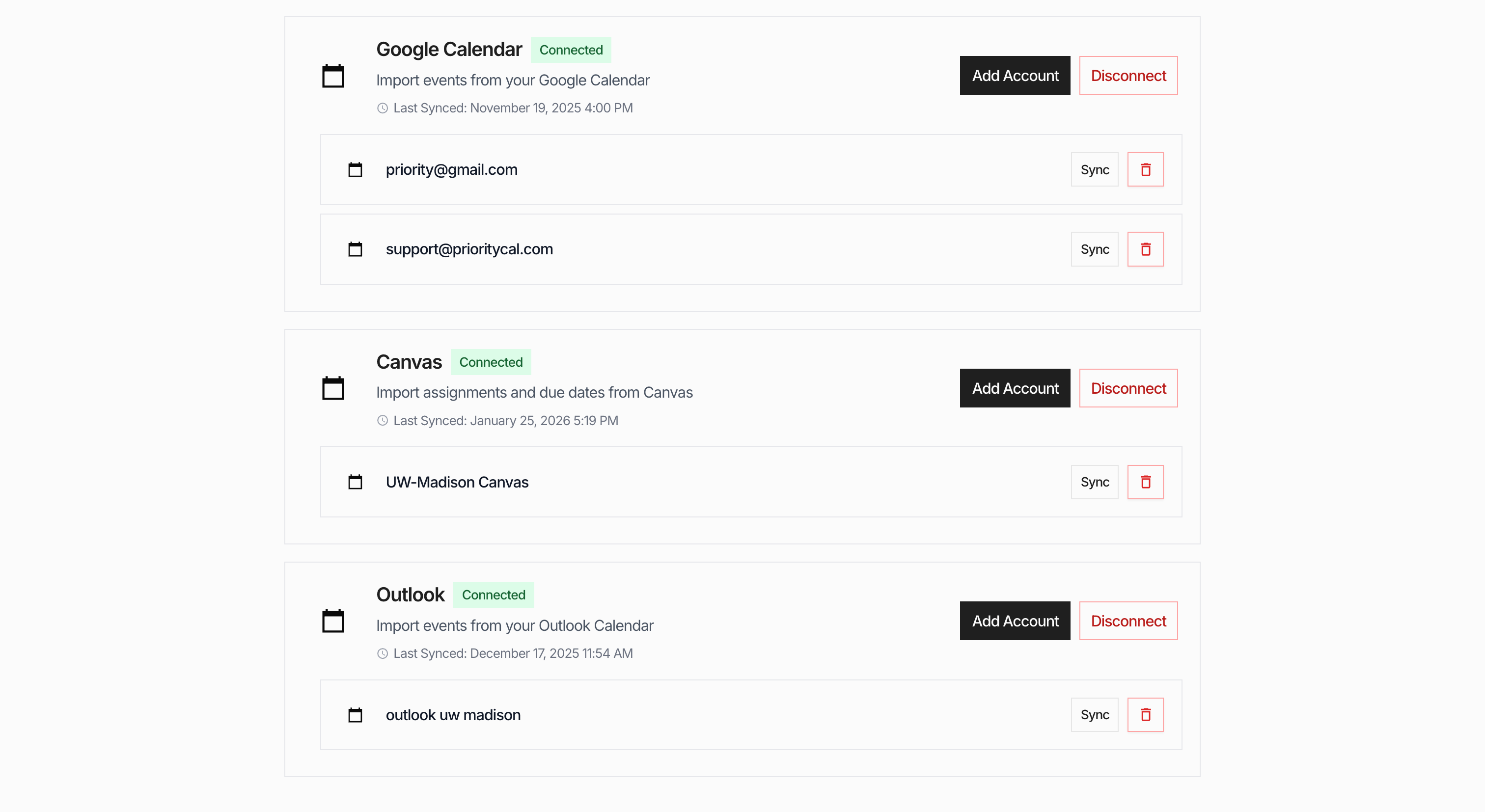 Create one master schedule